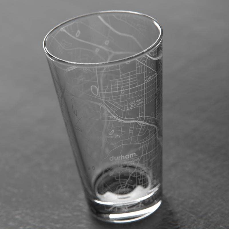 Durham Map Pint Glass - Durham DistilleryCocktail GlasswareShop for Pickup