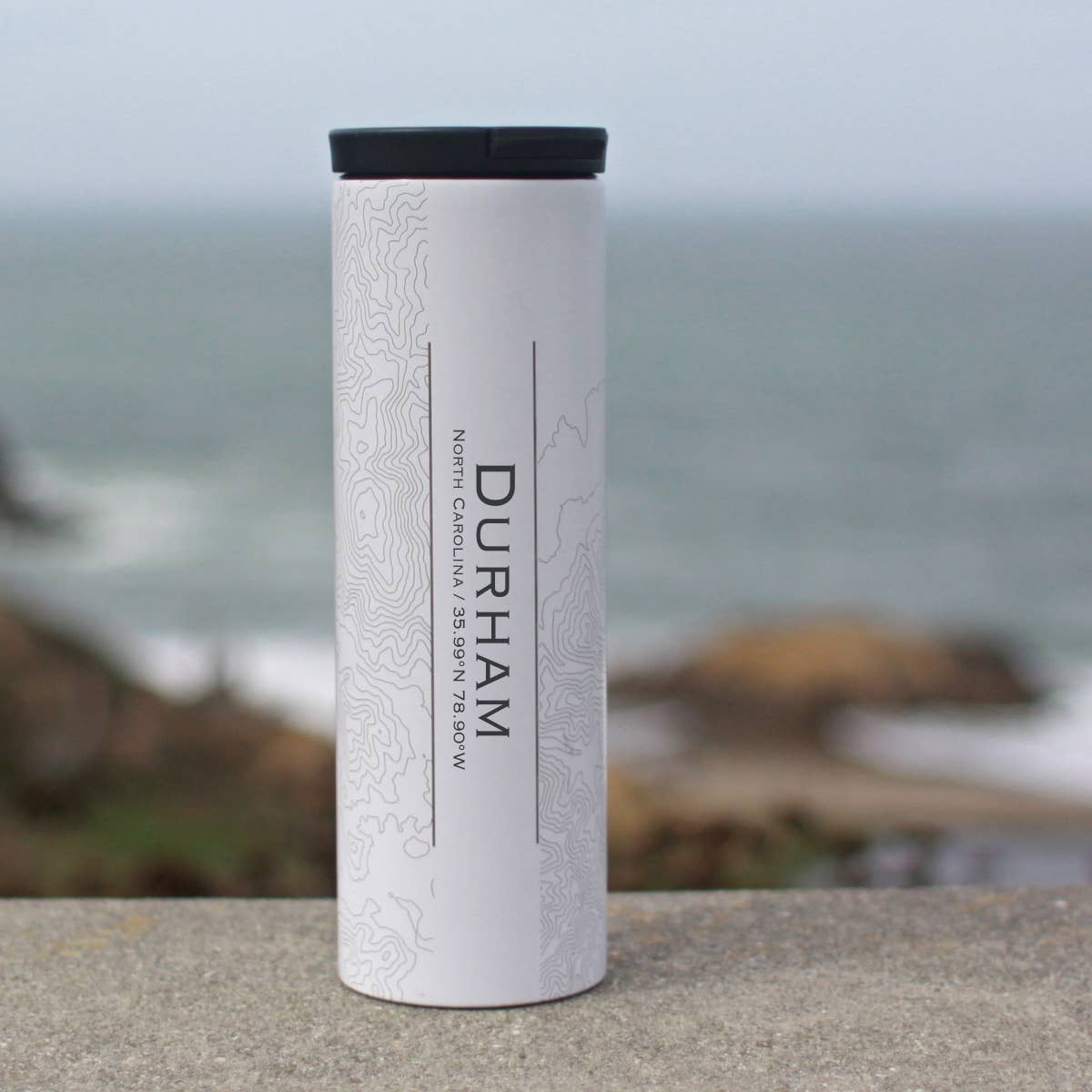 Durham NC Map Tumbler in Matte White - Durham DistilleryJACE.design