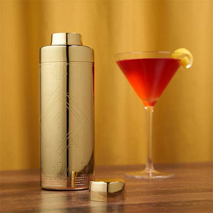 Art Deco Gold - Plated Cocktail Shaker w/ Built - in Strainer - Durham DistilleryCocktail Shakers &amp; ToolsViski