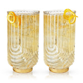 Deco Gatsby Gold - Plated Glass Highball Glasses - Set of 2 - Durham DistilleryCocktail GlasswareViski