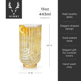 Deco Gatsby Gold - Plated Glass Highball Glasses - Set of 2 - Durham DistilleryCocktail GlasswareViski