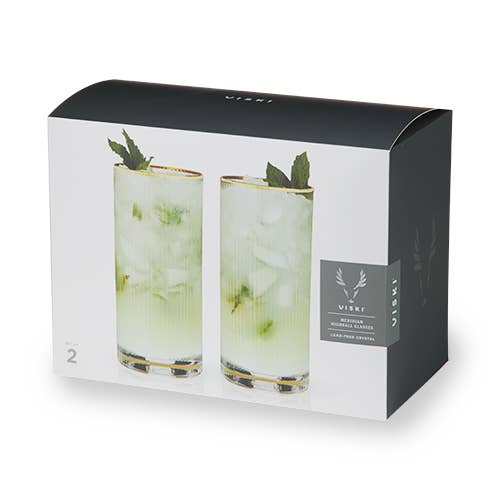 Deco Meridian Gold - Rimmed Crystal Highball Glasses - Set of 2 - Durham DistilleryCocktail GlasswareViski