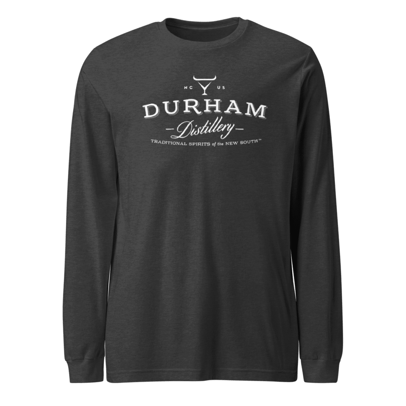 Durham Distillery Logo Long Sleeve T-Shirt: Gray - Durham DistilleryApparelDurham Distillery