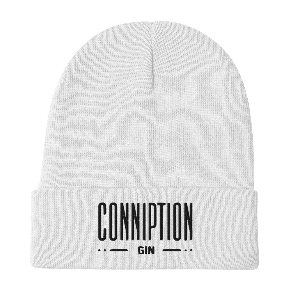 Embroidered Conniption Gin Beanie (White) - Durham DistilleryDurham Distillery