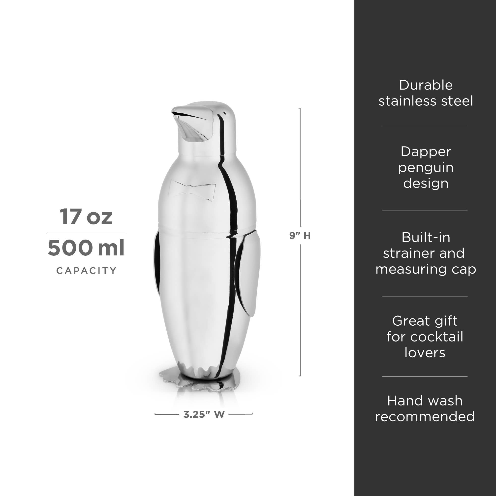 Irving™ Stainless Steel Penguin Cocktail Shaker - Durham DistilleryCocktail Shakers &amp; ToolsViski