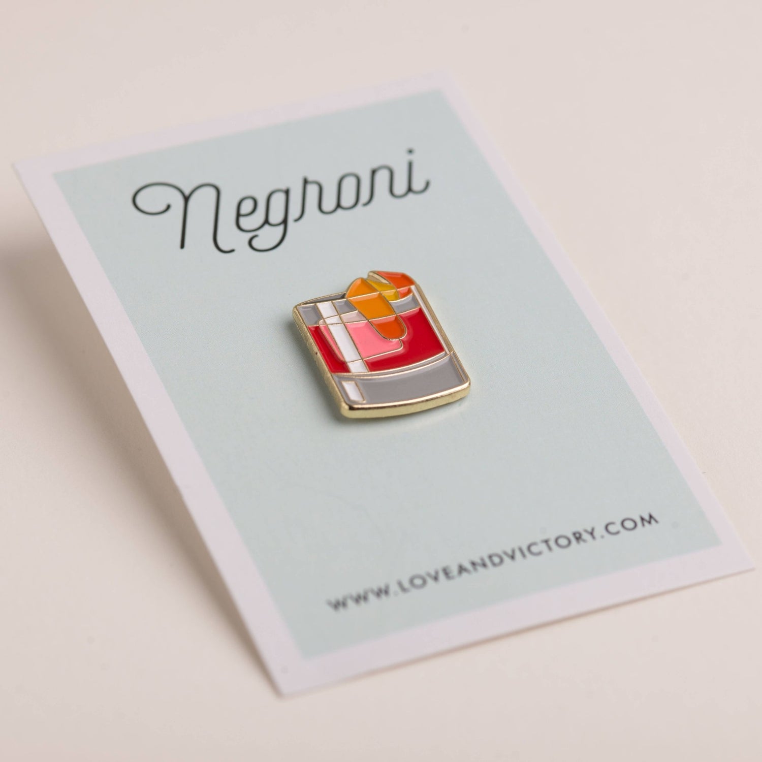 Negroni Cocktail Pin - Durham DistilleryLove &amp; Victory