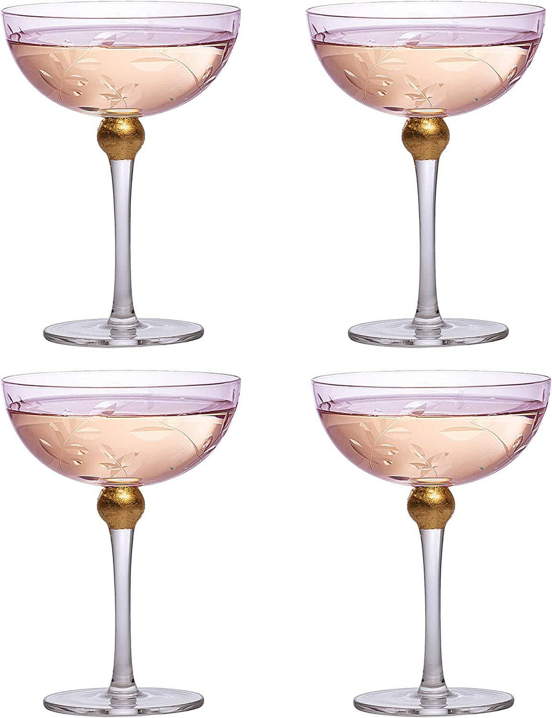 Pallo Tinted Colored Coupe Art Deco Glasses | Set of 4 | 8oz - Durham DistilleryCocktail GlasswareThe Wine Savant / Khen Glassware