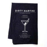Dirty Martini Classic Cocktail Black Flour Sack Kitchen & Bar Tea Towel - Durham DistilleryRubiaRojo