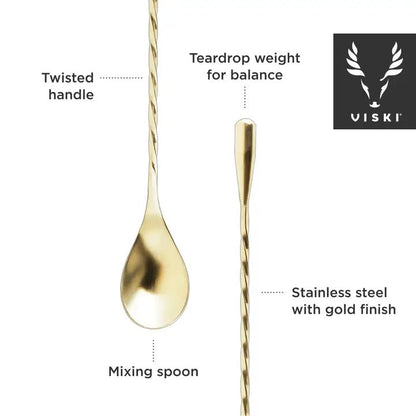 Viski 40 cm Gold Weighted Barspoon - Durham DistilleryViski